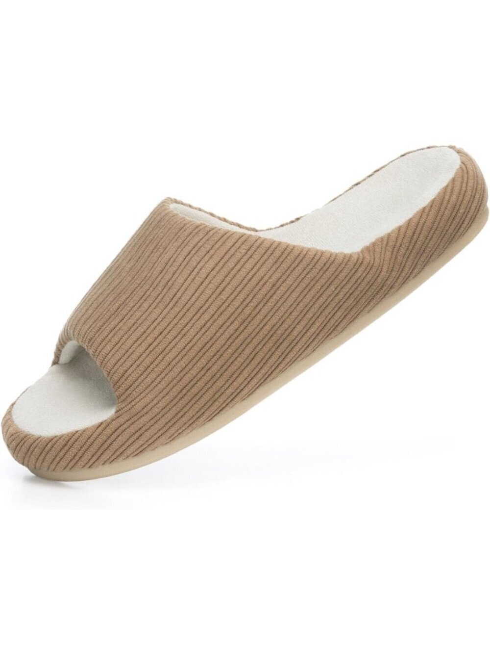 Women's Brown Pull-On Classic Memory Foam House Cozy Open Toe Soft Slipper Shoes